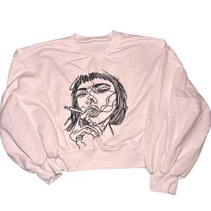 Unbranded Women's White and Black Sweatshirt